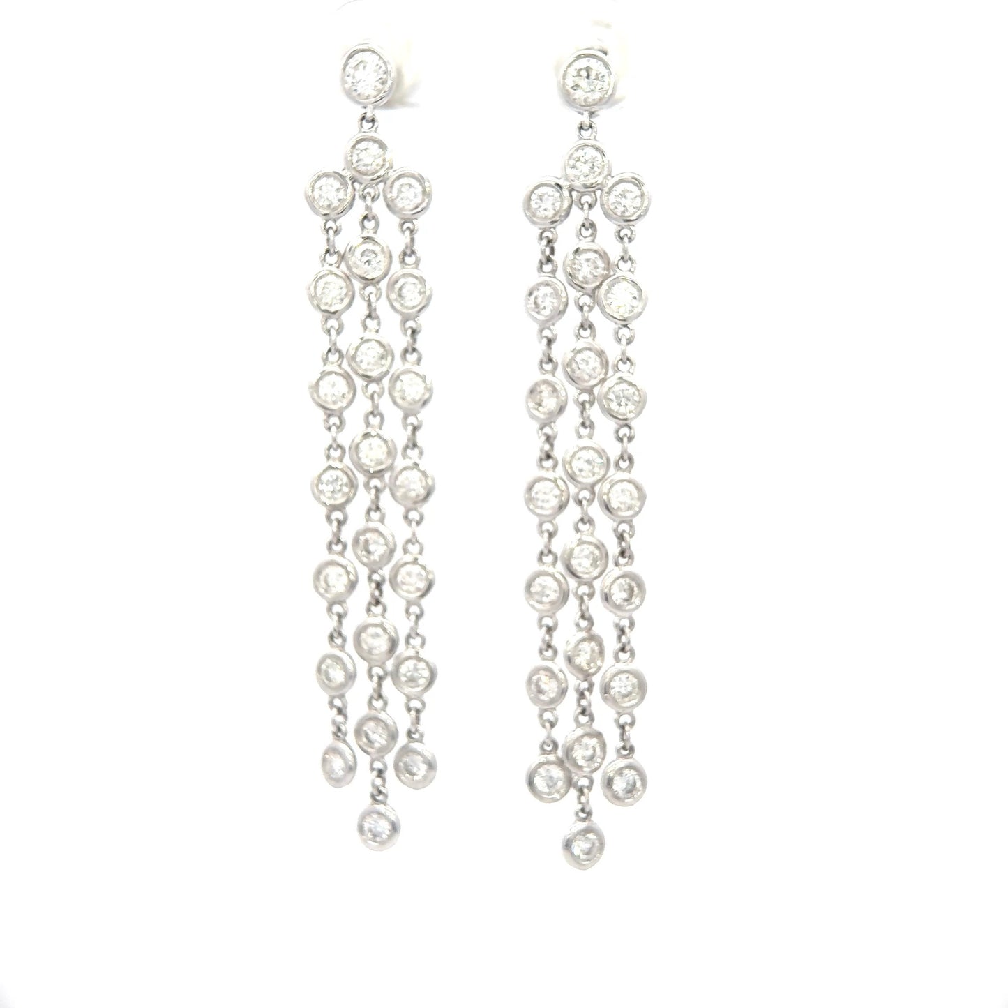 Diamond Bezel Chandelier Dangle Earrings 2.60 carats