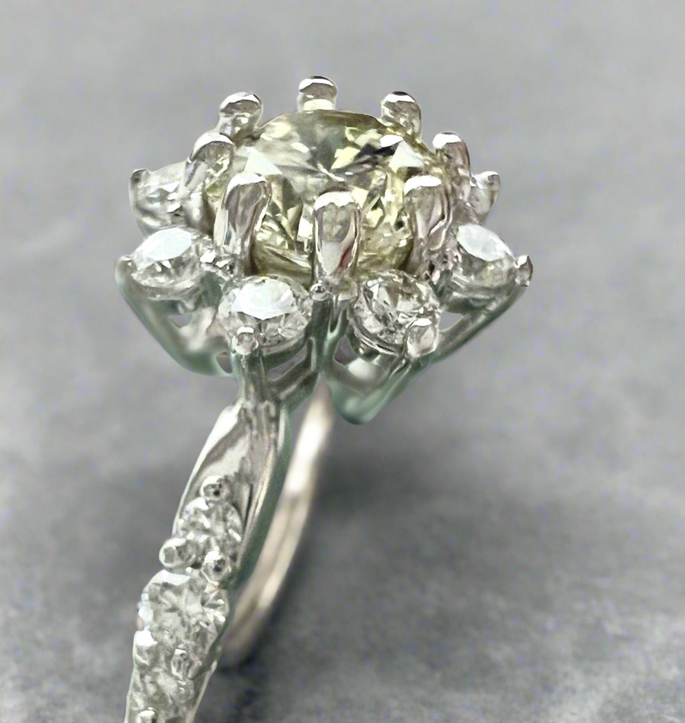 Natural Diamond Halo Engagement Ring 0.71 Carats Select with or without Matching Band