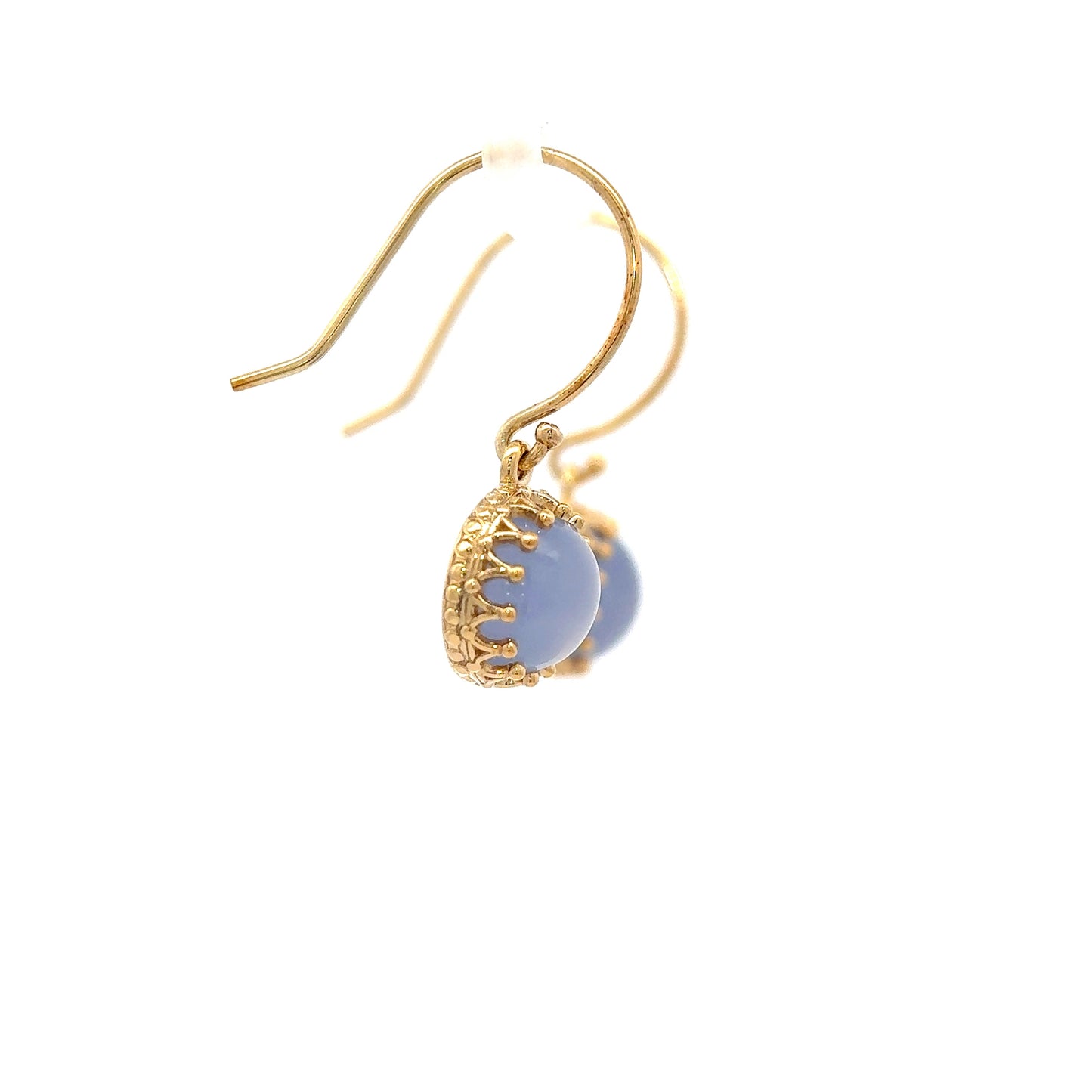 Blue Chalcedony Crown Set Dangle Earrings