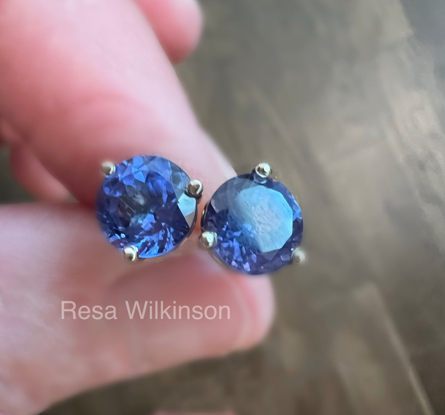 Tanzanite 3.24 Carat Stud Earrings 14k White