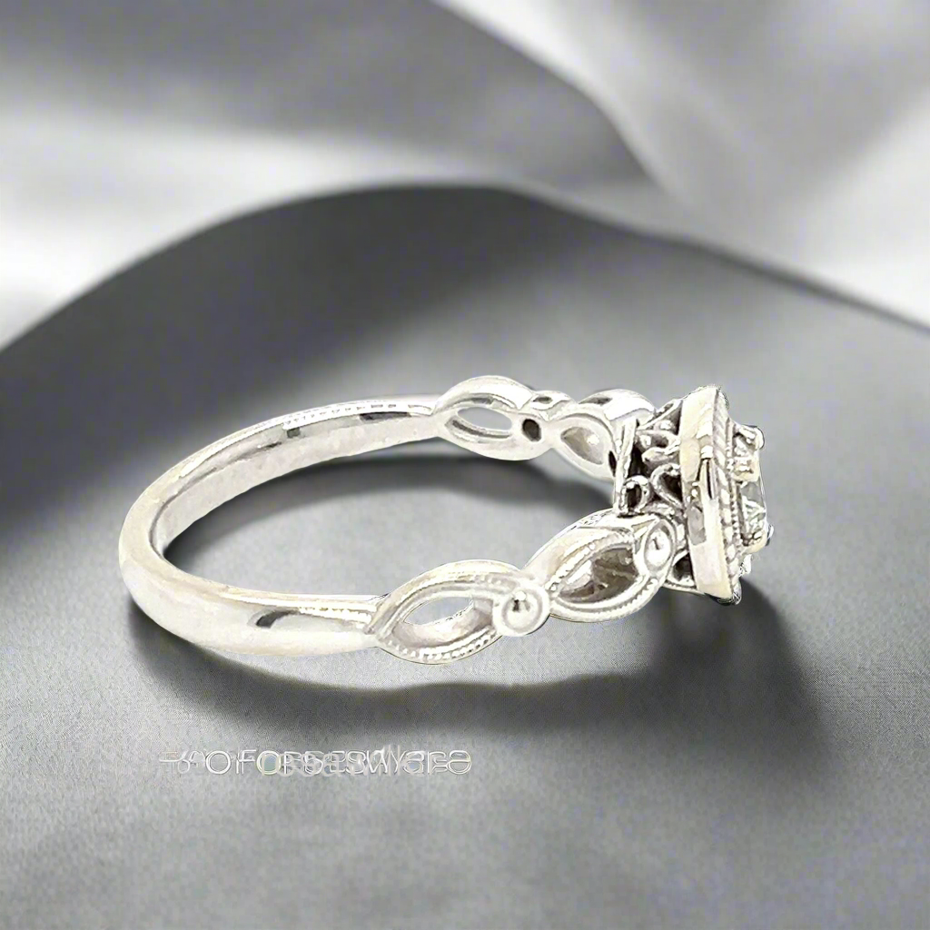 Vintage Inspired Natural Diamond Engagement Ring AGS Certified