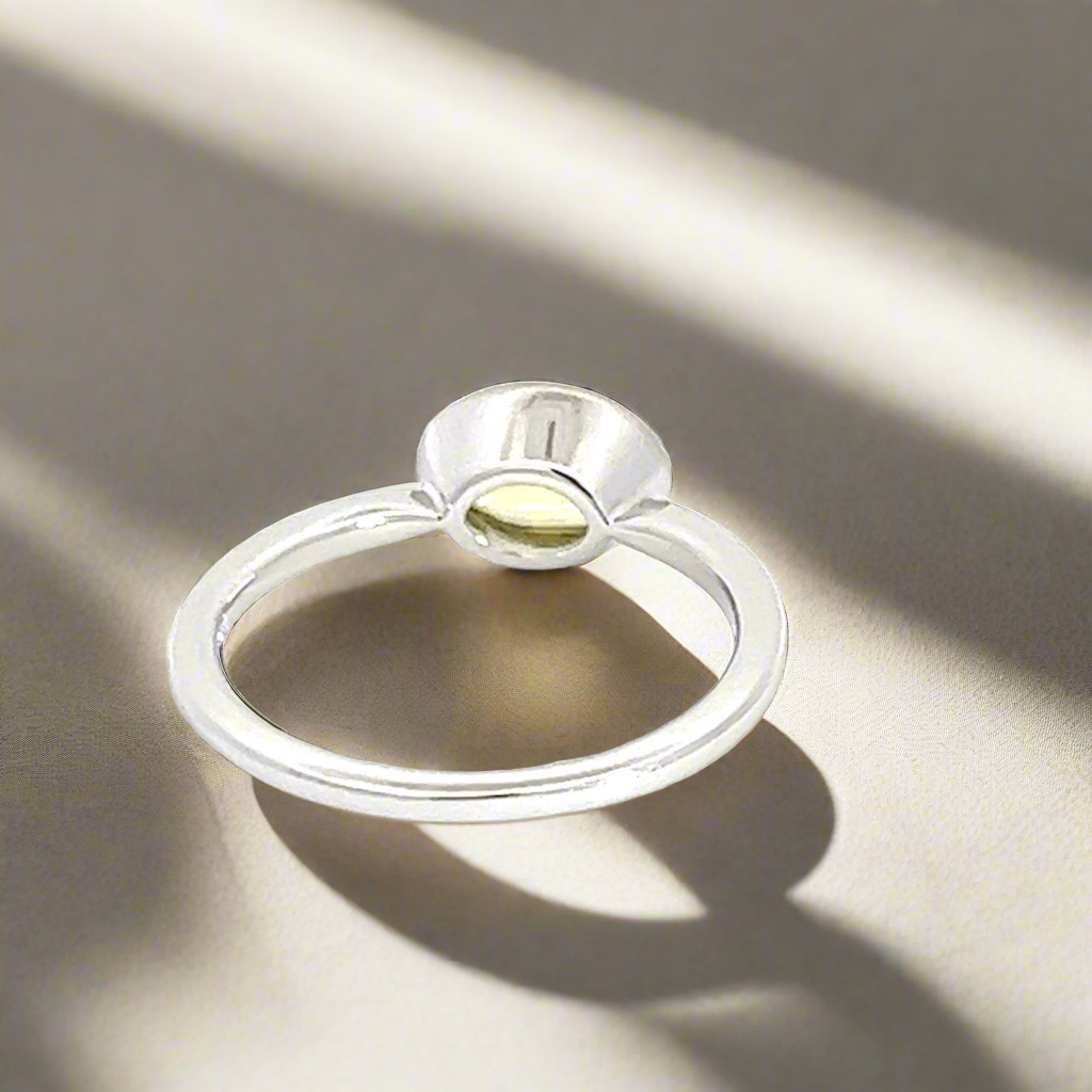 Oval Yellow Sapphire Solitaire Ring 14k White 1.09 Carats Horizontal Setting