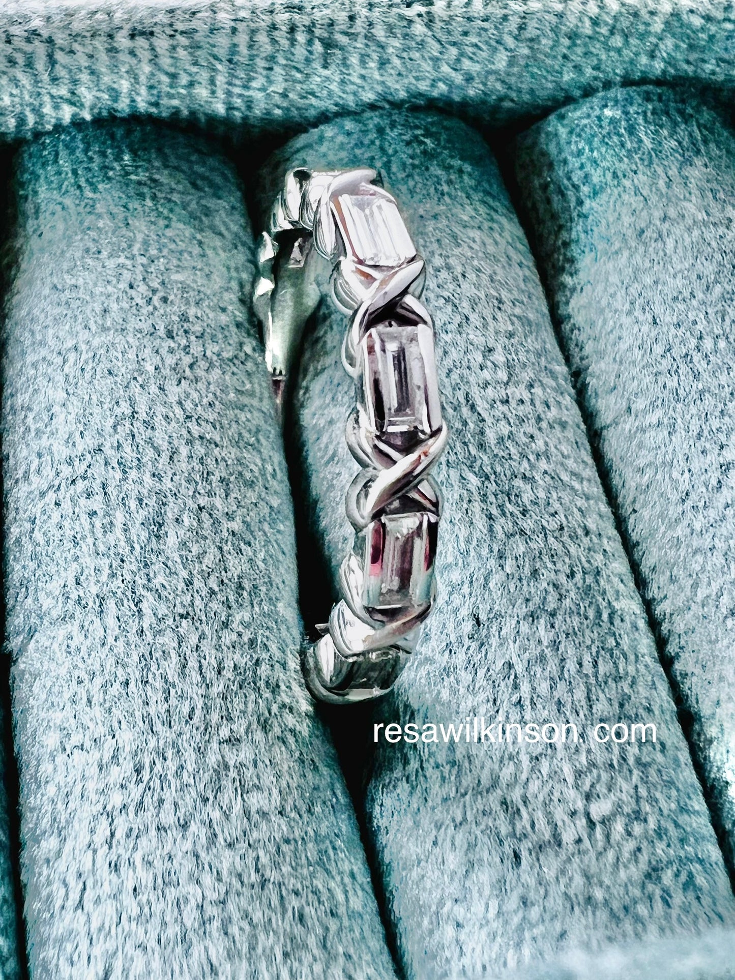 Platinum "X" Diamond Baguette Band 3/8 Carats