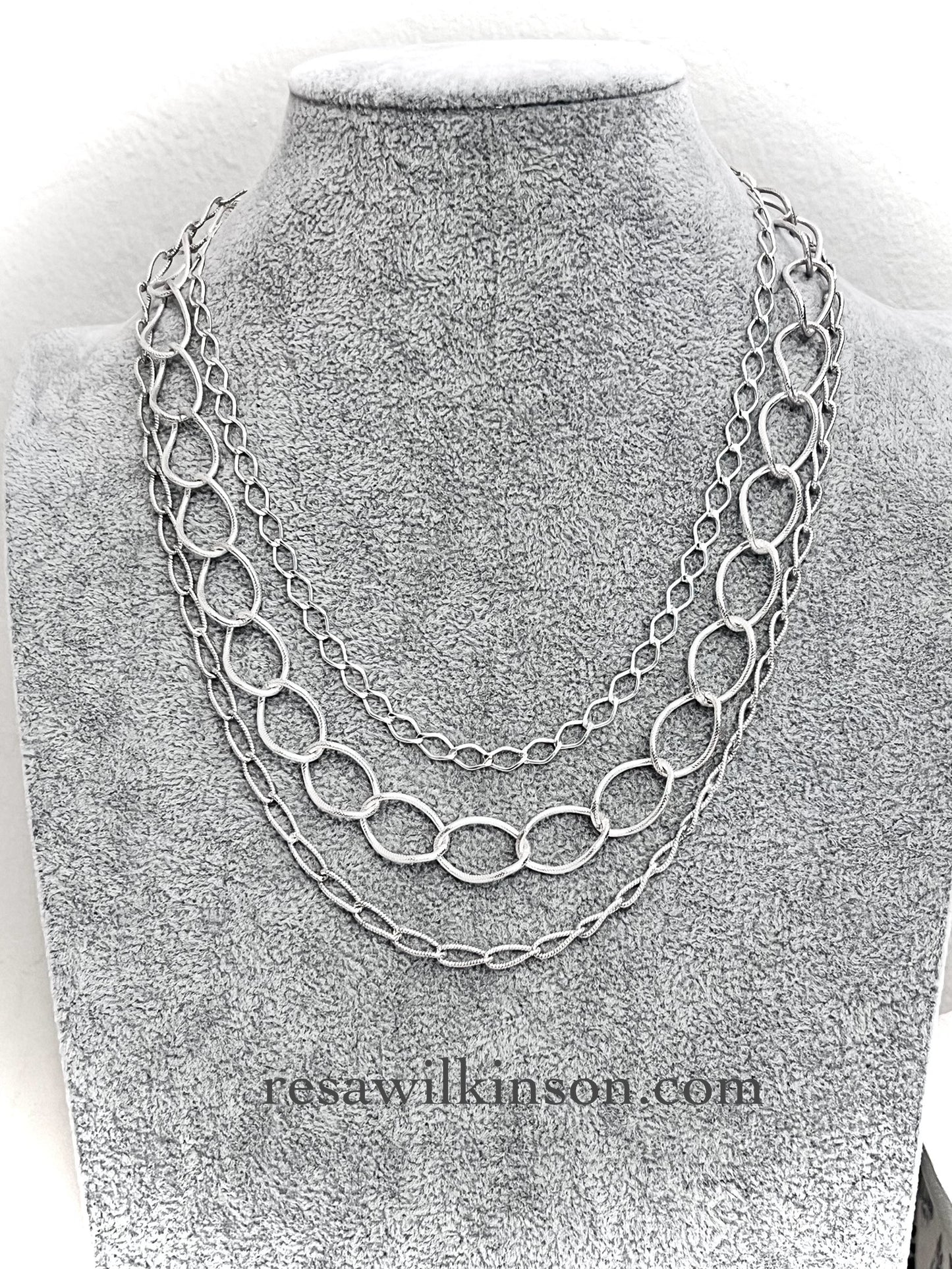 Sterling Silver Three Layer Textured Chains