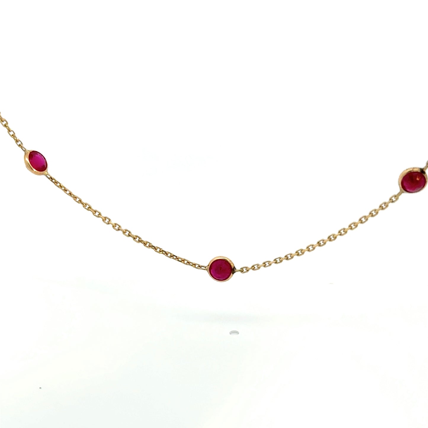 Ruby Bezel Set Station 3 Carat Necklace Adjustable Length
