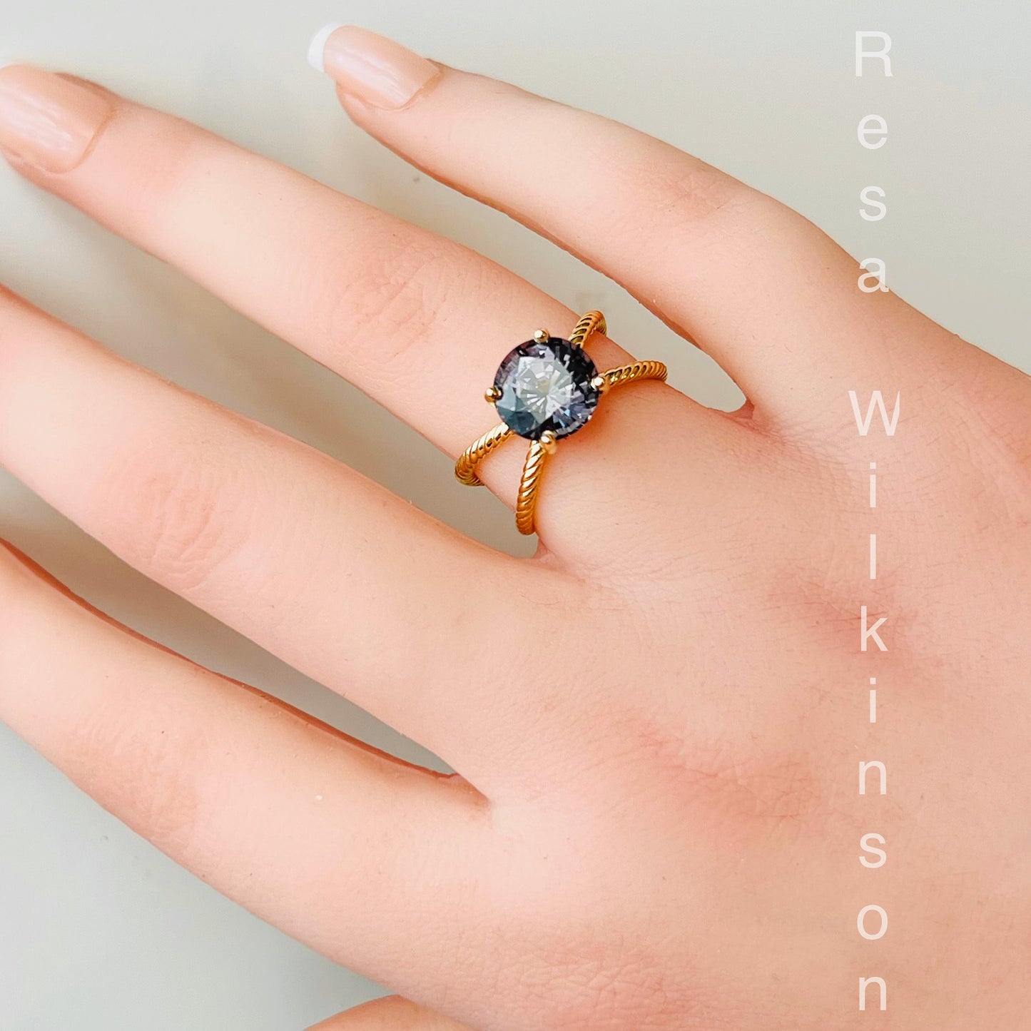 Slate Blue Spinel 3.69 Carat 18k Gold Urchin Inspired Ring