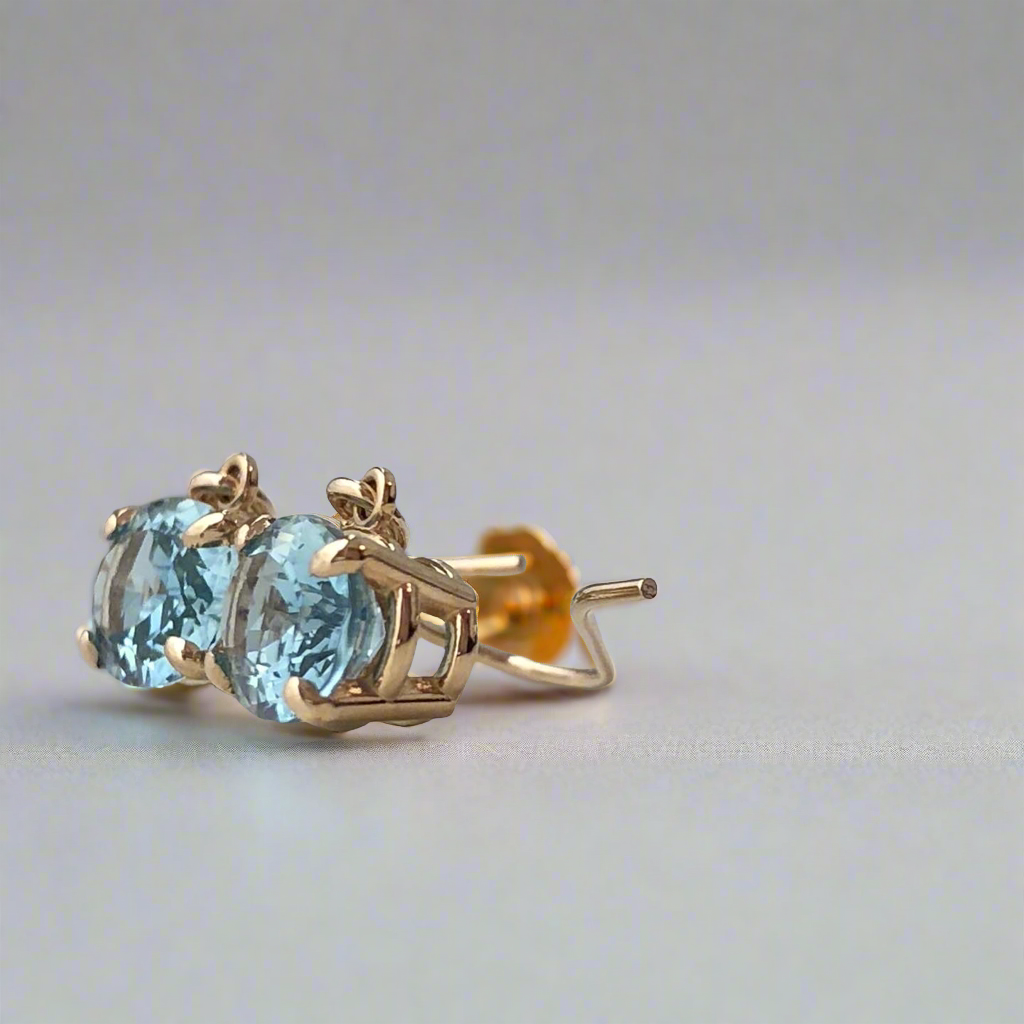 Mozambique Aquamarine East West Earrings Rare Gemstones