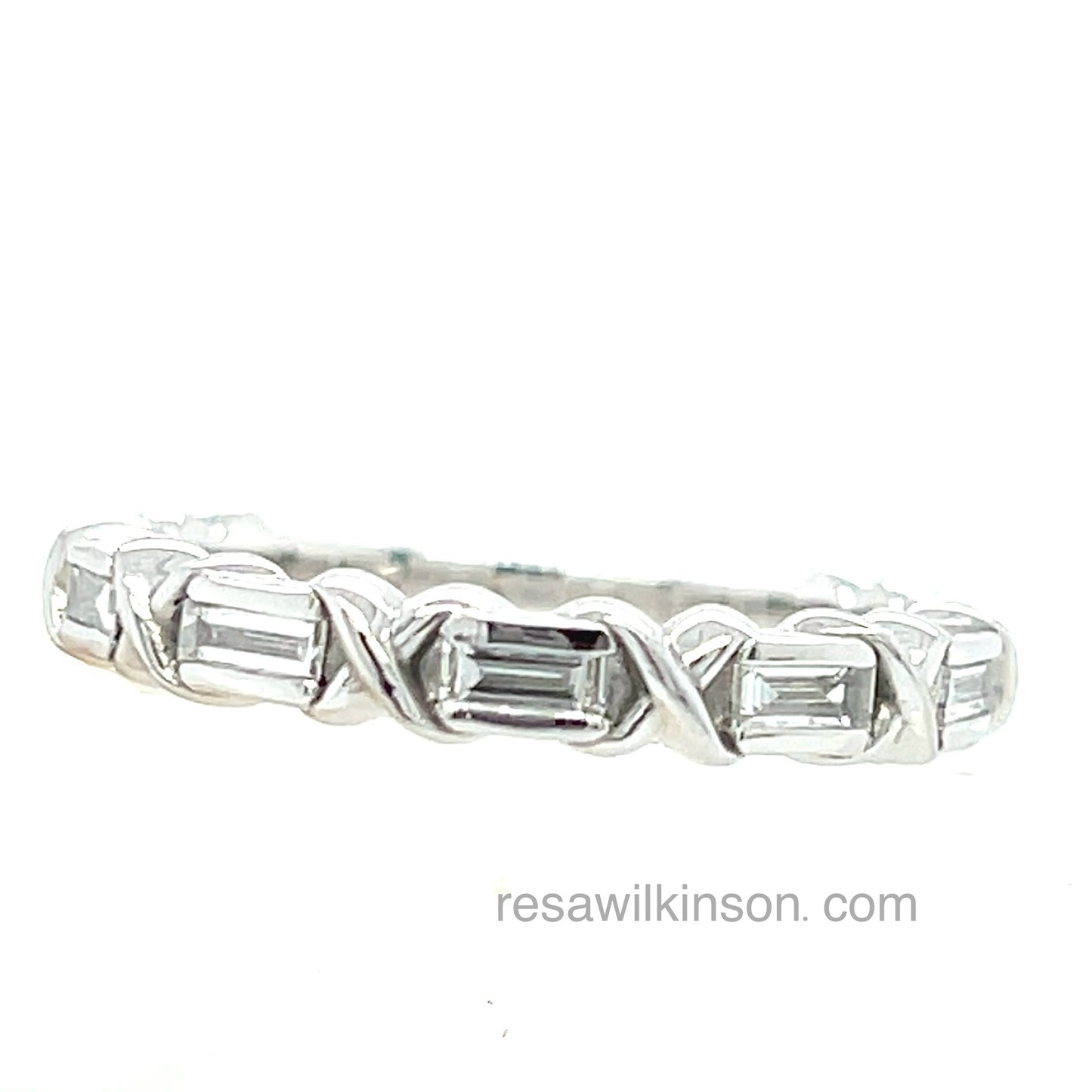 Platinum "X" Diamond Baguette Band 3/8 Carats