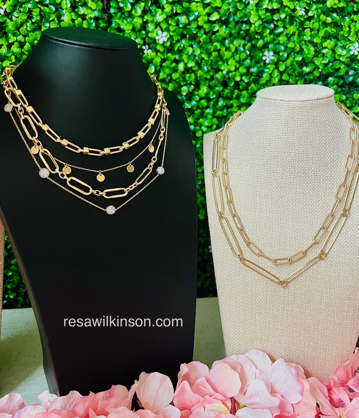 Double Sided Diamond Button Necklace 18k Two Tone