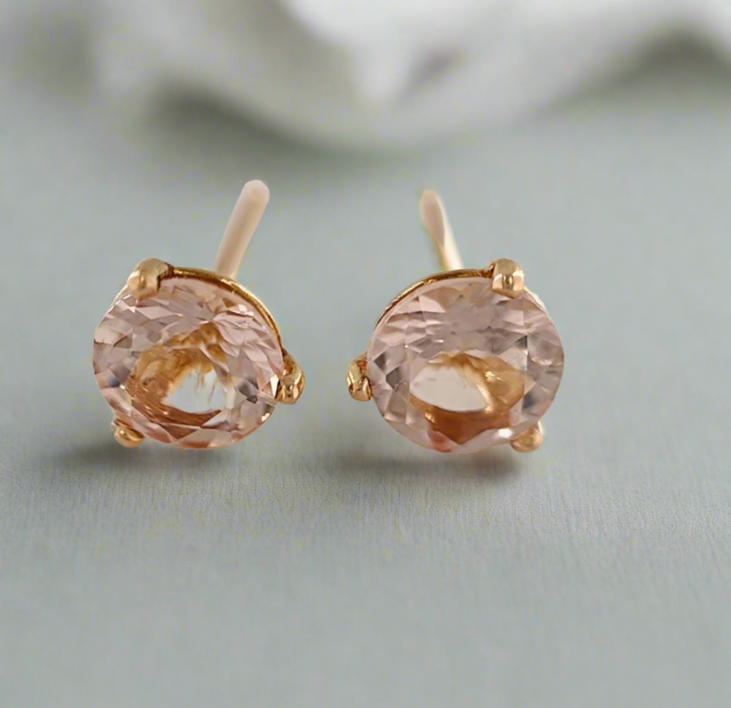 Morganite 1.51 Carat Martini Style Stud Earrings 18k Rose Gold