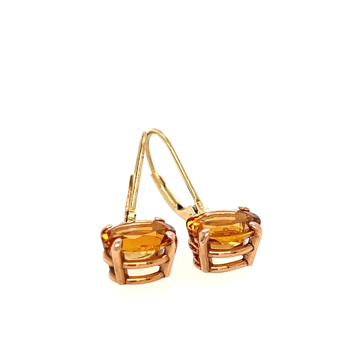 Oval Citrine Rose Gold Dangle Earrings Fairtrade Gemstones