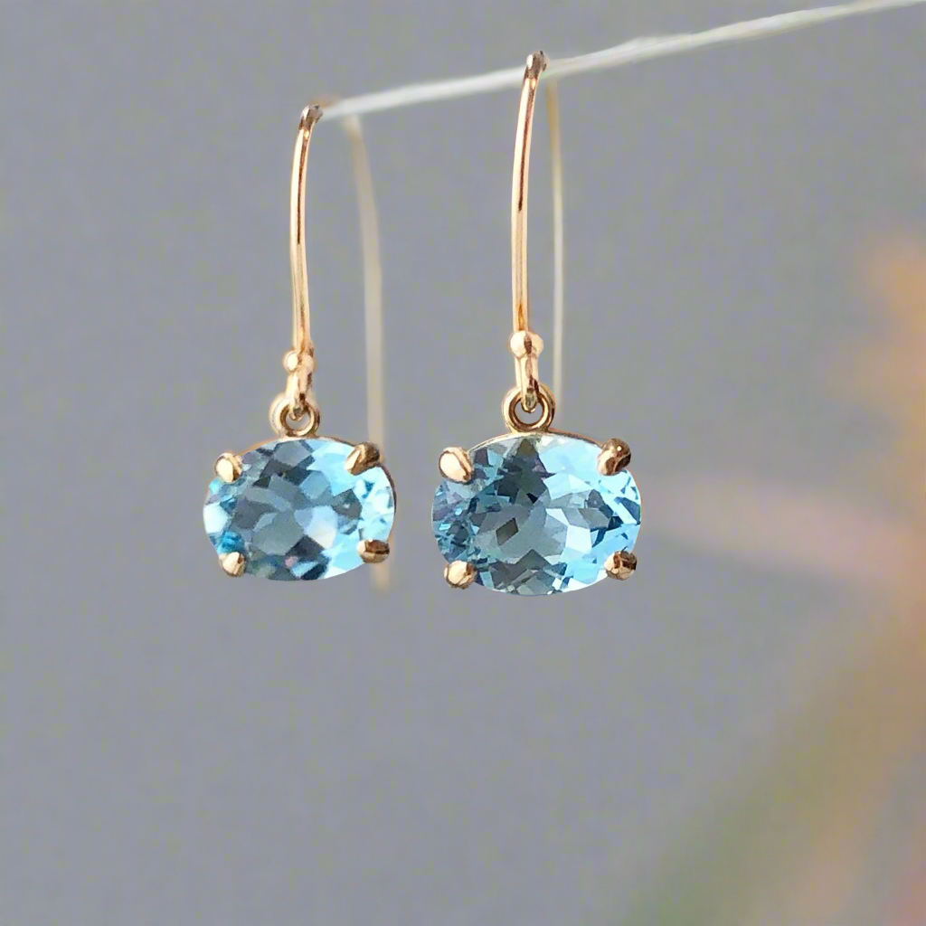 Mozambique Aquamarine East West Earrings Rare Gemstones