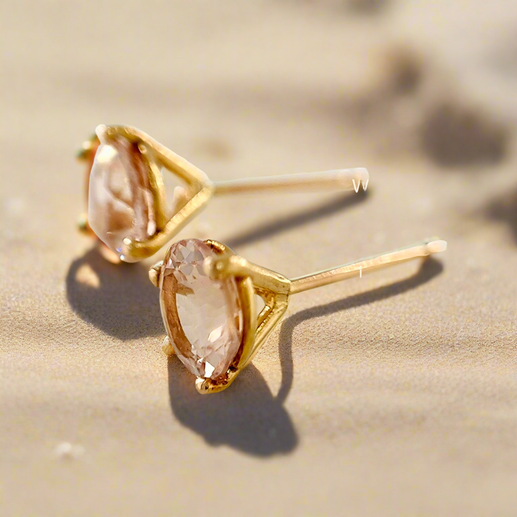 Morganite 1.51 Carat Martini Style Stud Earrings 18k Rose Gold