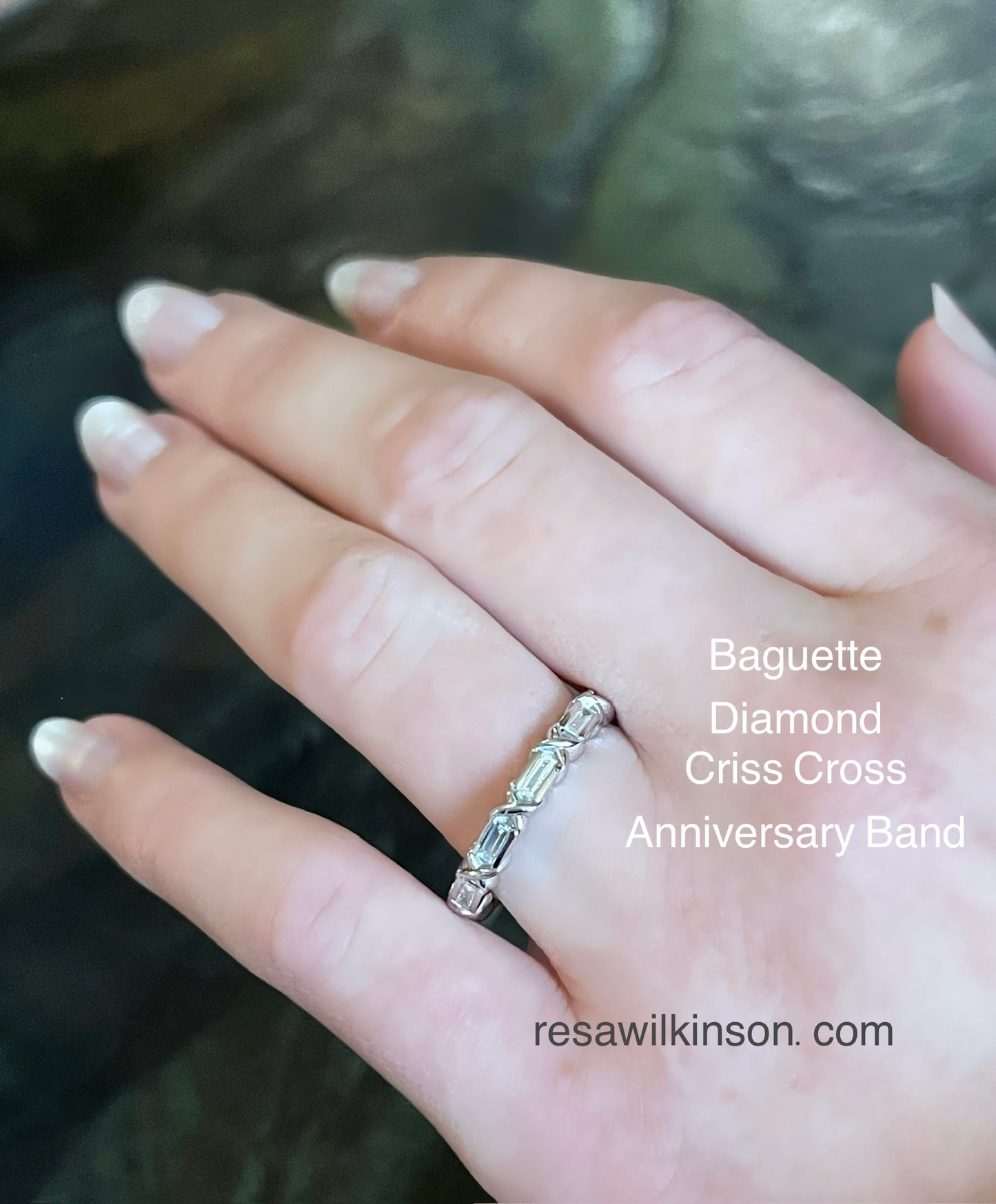Platinum "X" Diamond Baguette Band 3/8 Carats