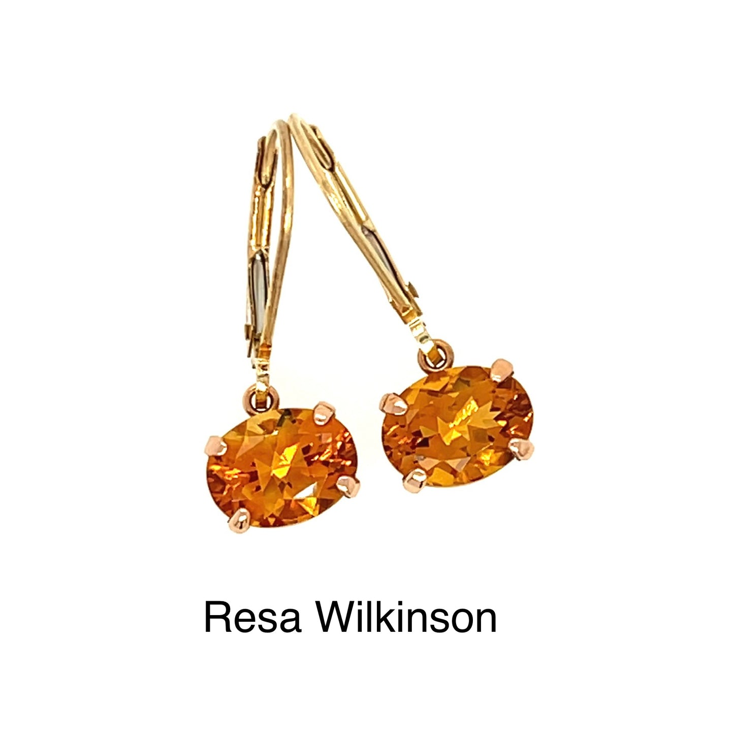 Oval Faceted Citrine Rose Gold Dangle Earrings Fairtrade Gemstones