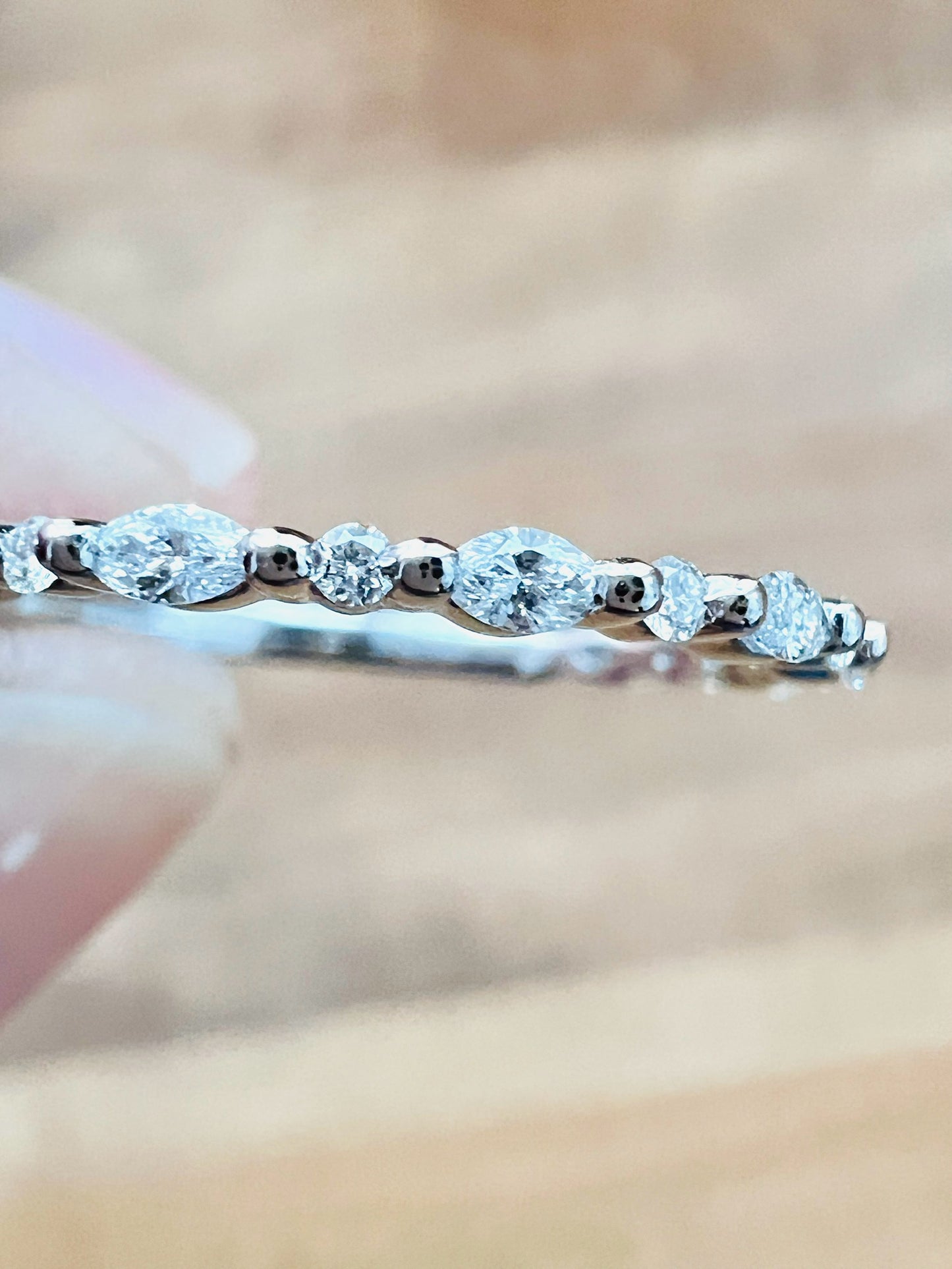 Marquise and Round Shape Natural Diamond Anniversary Band 1/4 Carat