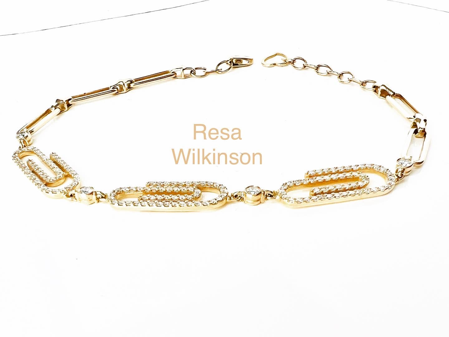 Diamond 0.92 Carat Weight Paper Clip Bracelet 14k