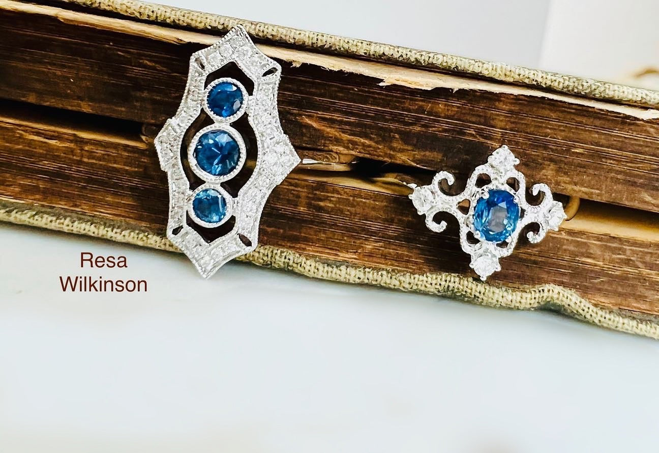 Sapphire and Diamond Ring Vintage Inspired
