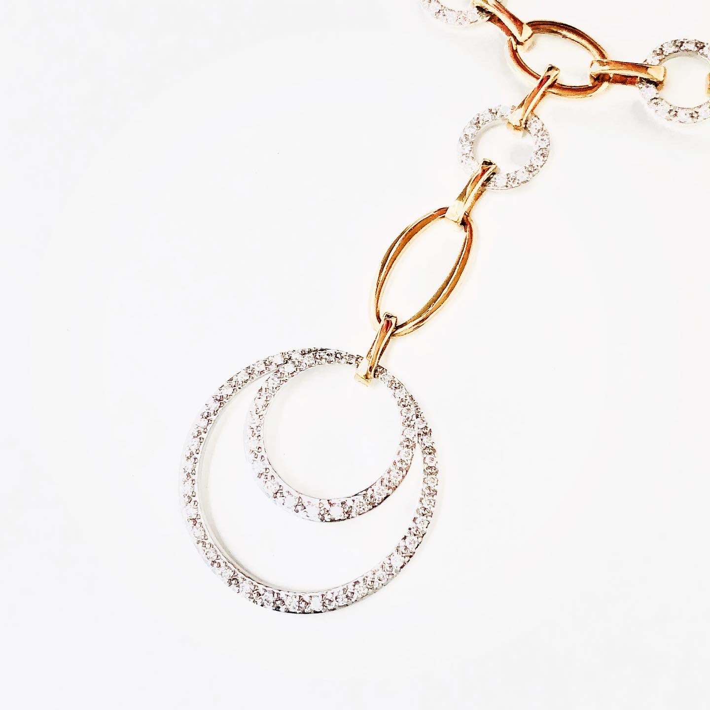 Diamond Circle Necklace Two Tone Luxury