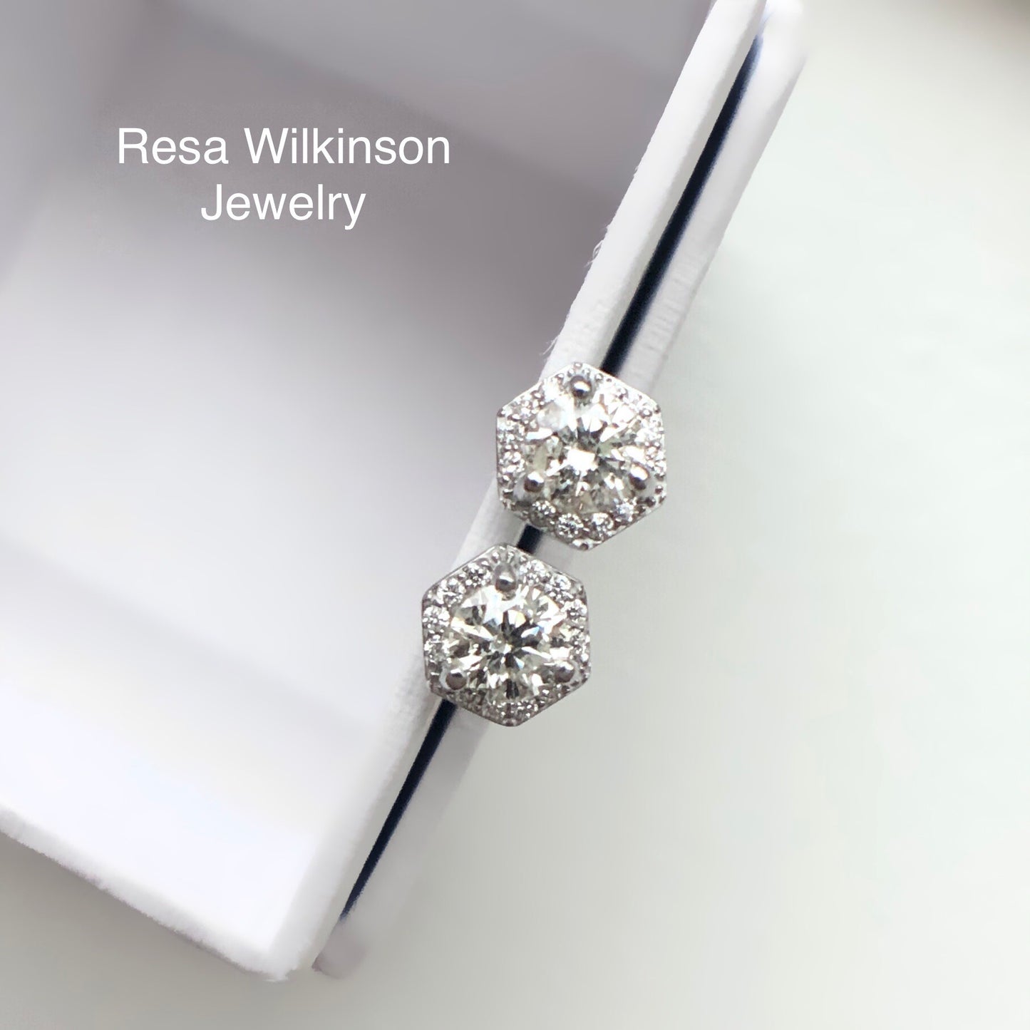 Hexagonal Diamond Stud Earrings