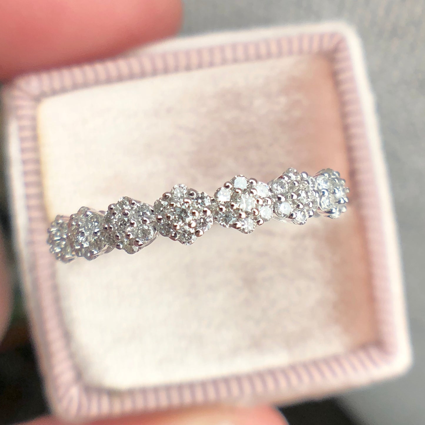 Diamond Flower Cluster Anniversary Ring 14k