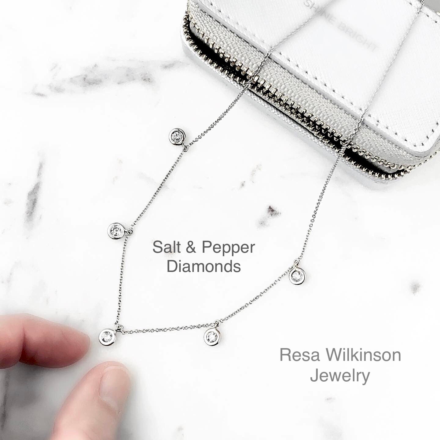 Gray Natural 1.00 Carat Diamond Dangle Necklace 18k White Gold