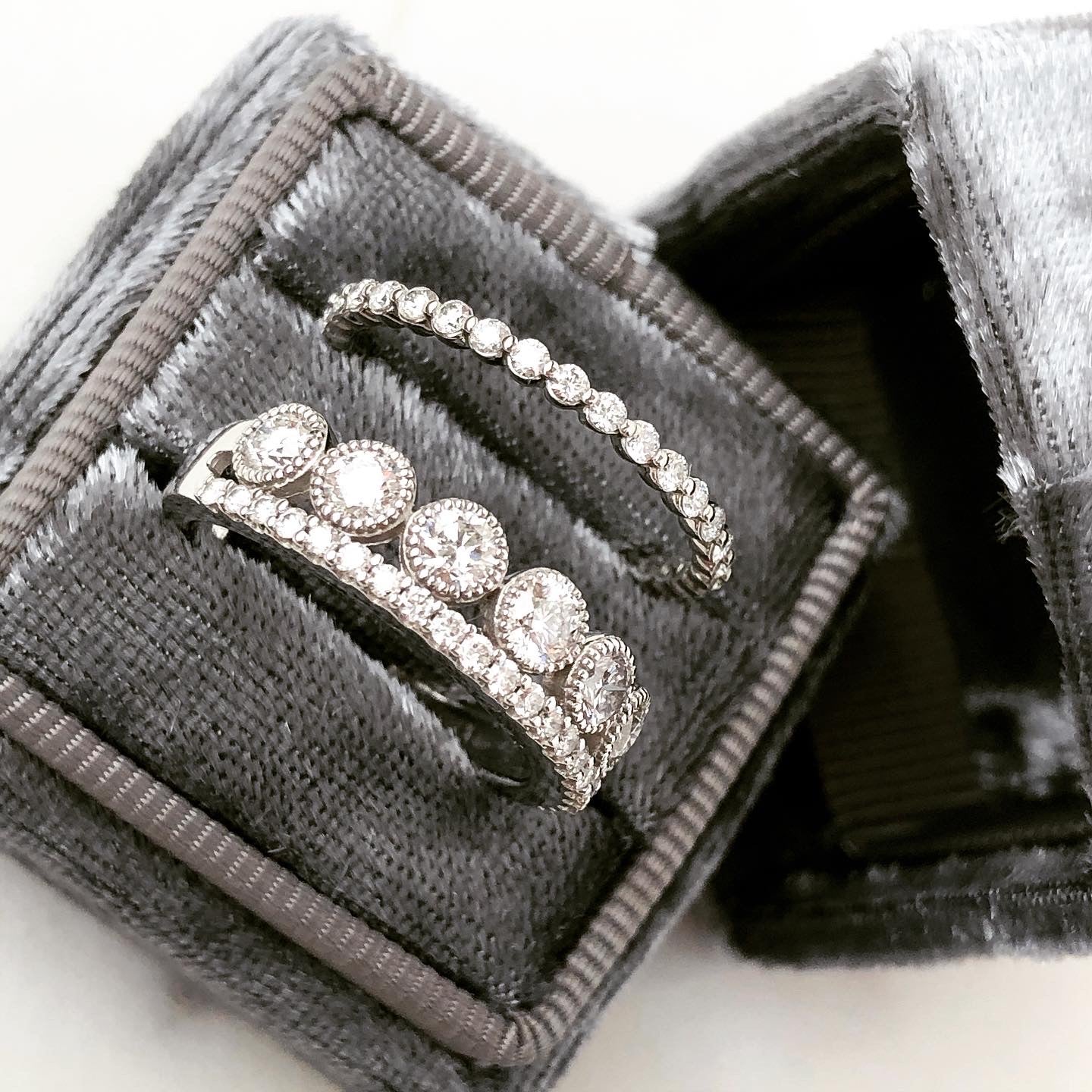 One Carat Diamond Double Row Anniversary Band