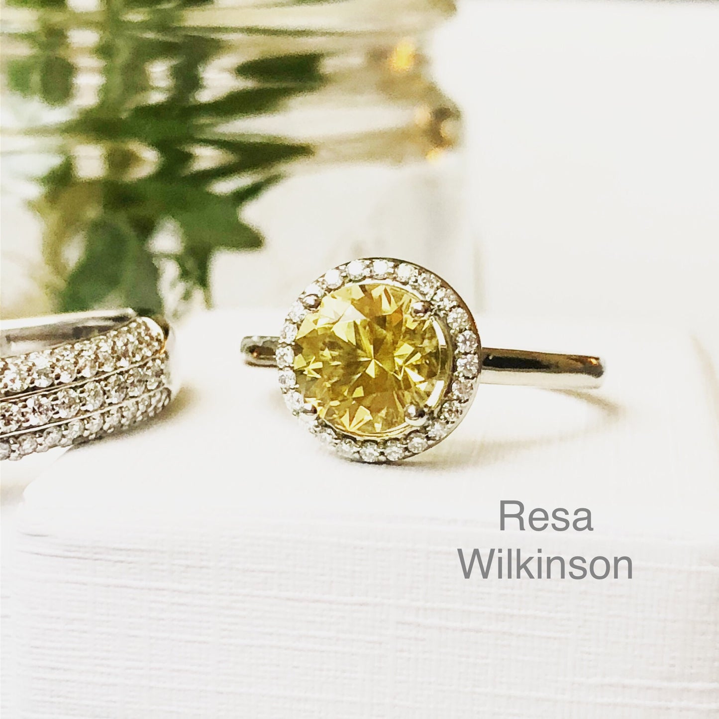 Heliodor And Diamond Halo Engagement Ring 1.70 Carat Center