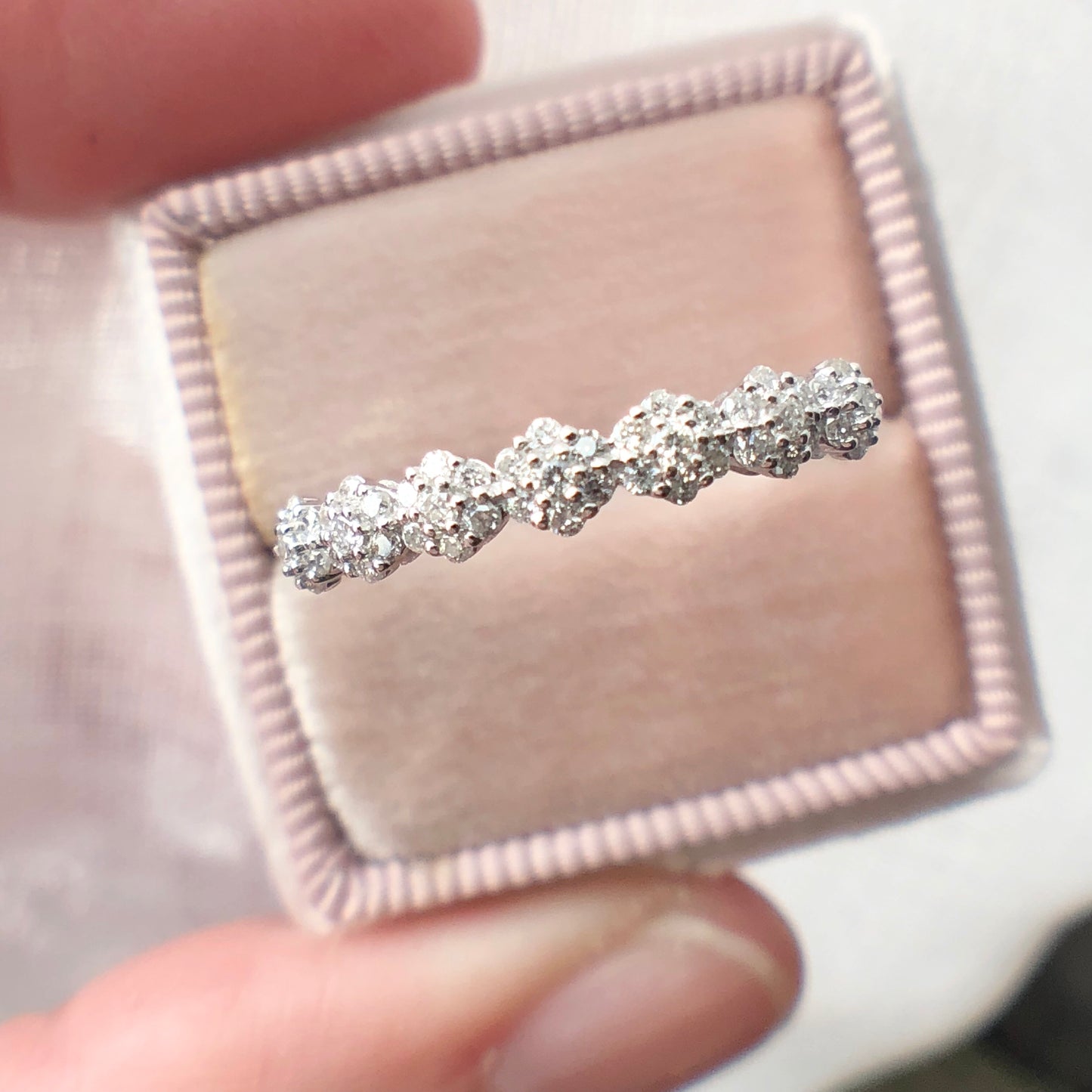 Diamond Flower Cluster Anniversary Ring 14k