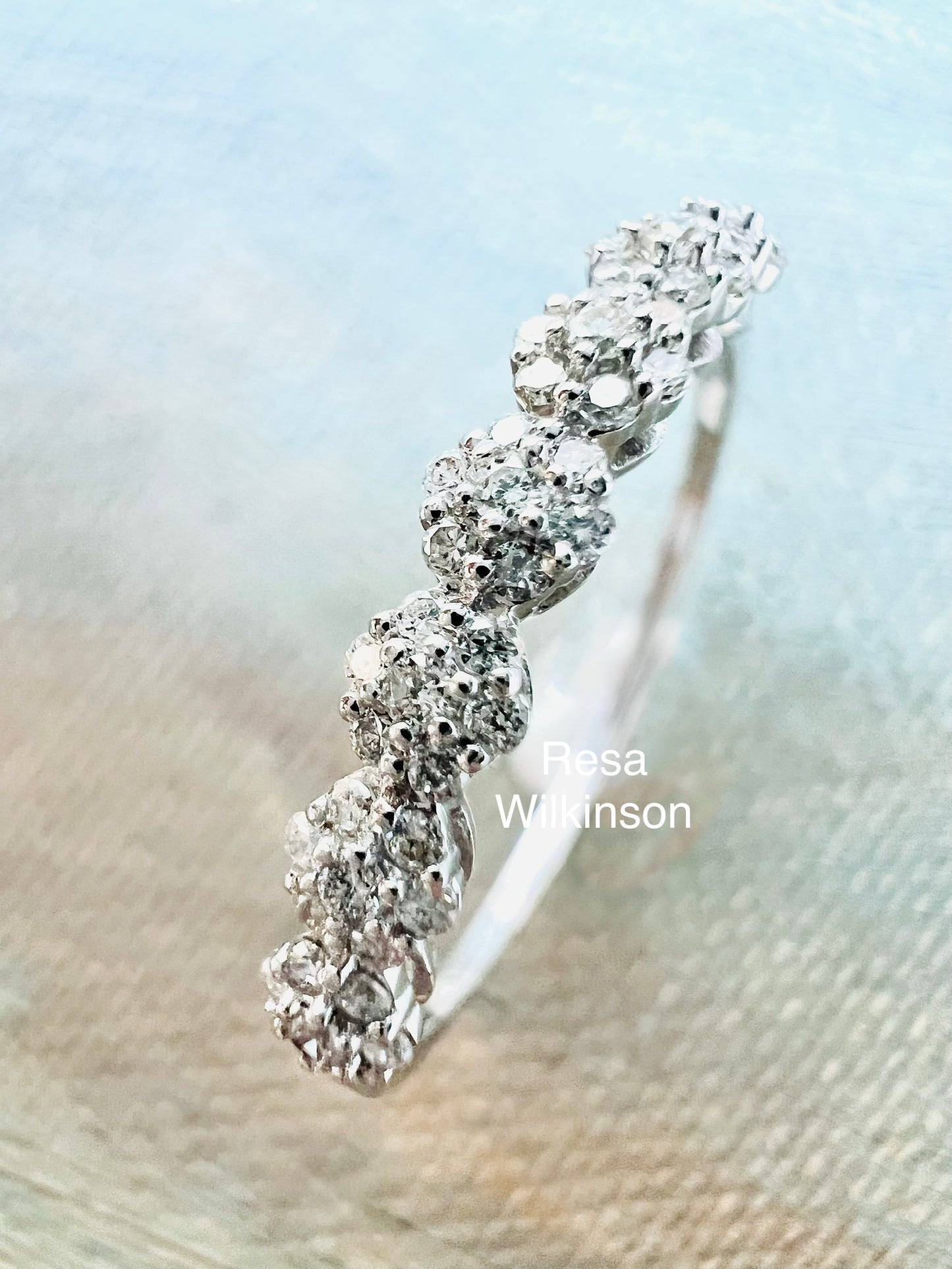 Diamond Flower Cluster Anniversary Ring 14k