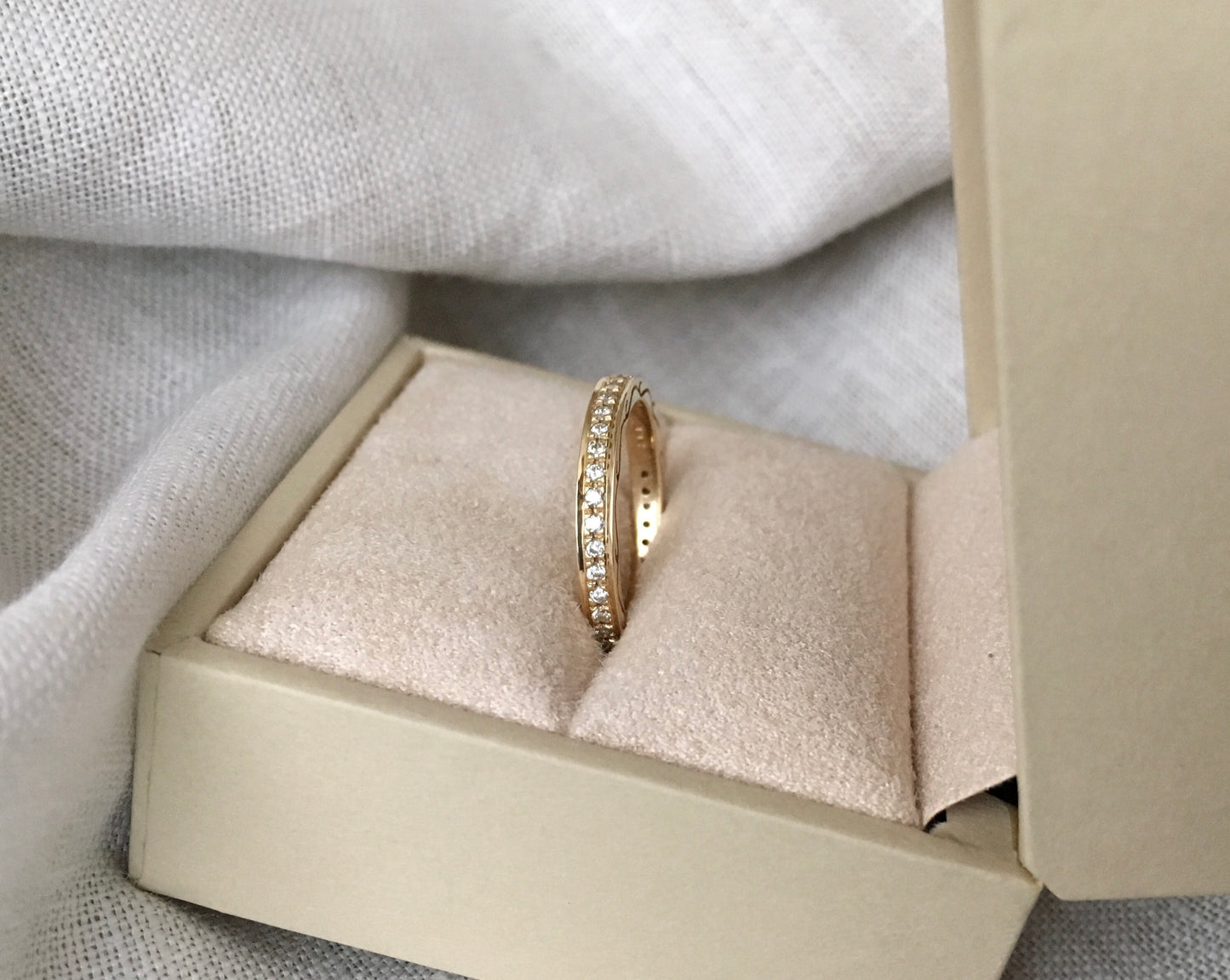 Diamond Eternity 3/8 Carat Natural Diamond Band Engraved Edge