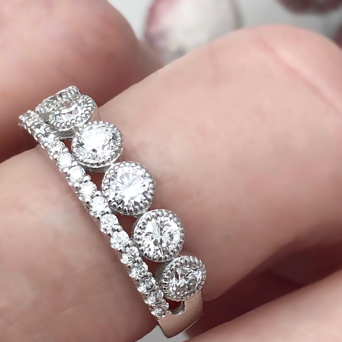 One Carat Diamond Double Row Anniversary Band