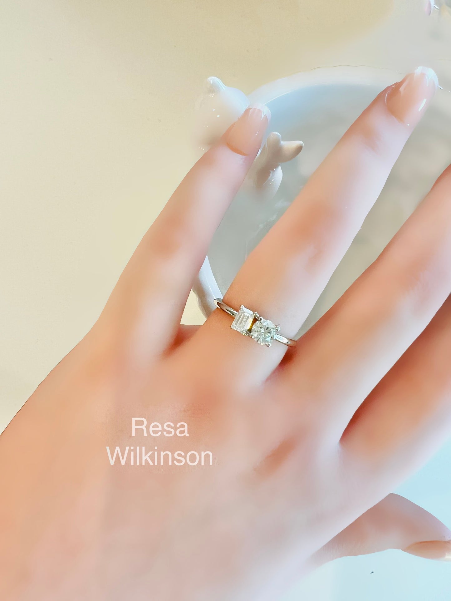 Diamond Side by Side Ring Toi et Moi Style