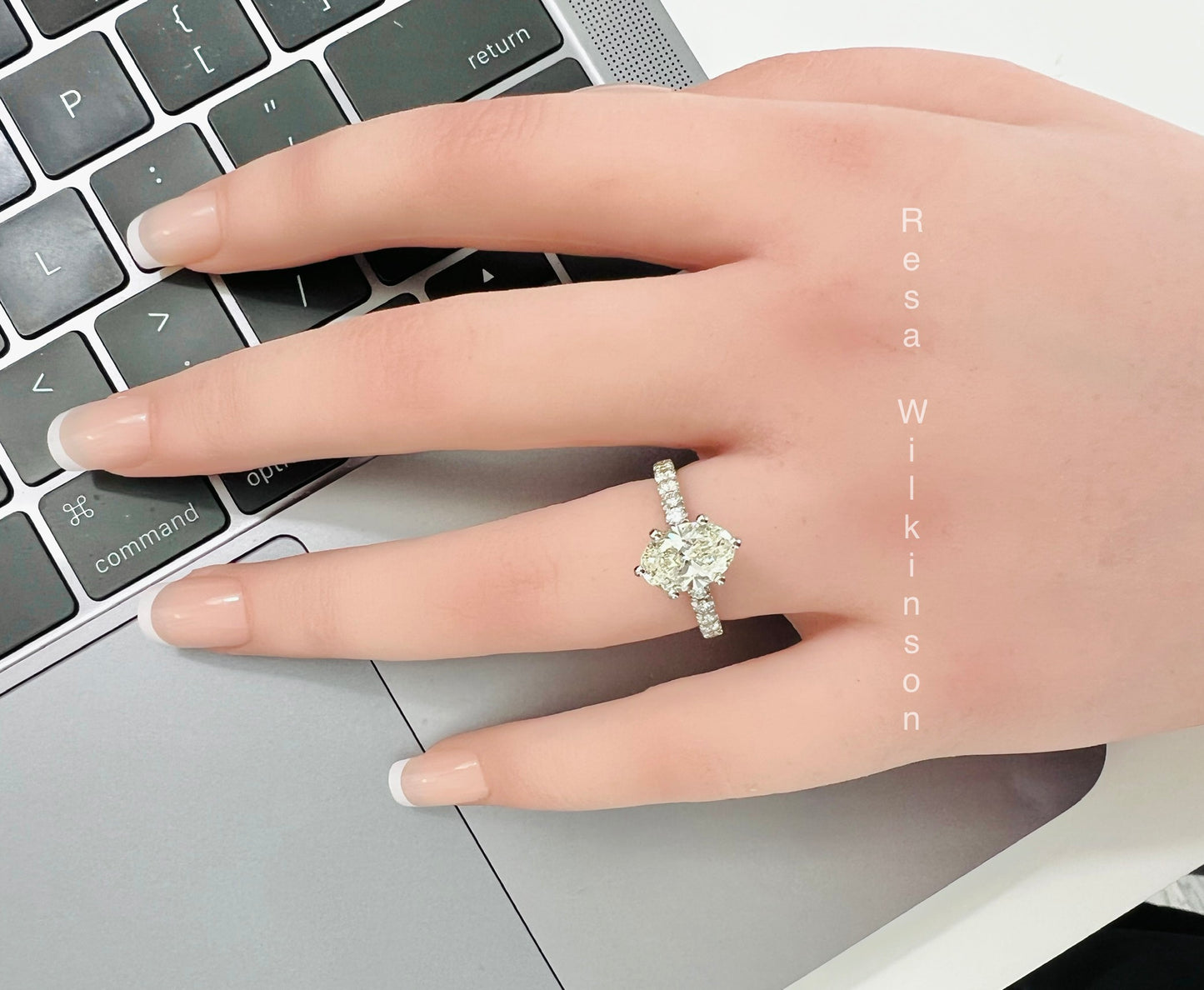 Oval Diamond Engagement Ring 2.07 Total Carat Weight with Diamond Accented Band