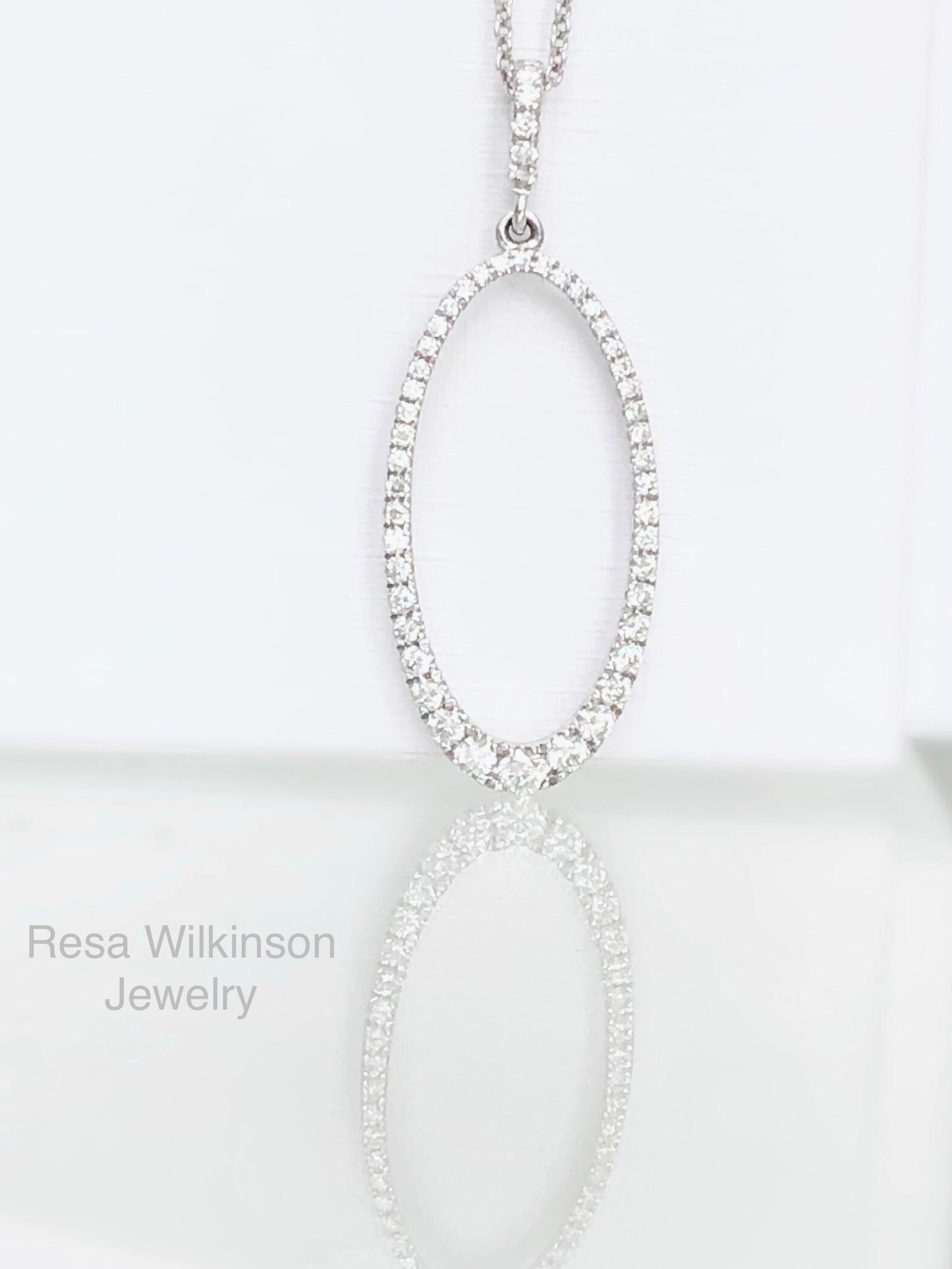 Oval Shape Diamond Necklace White Gold