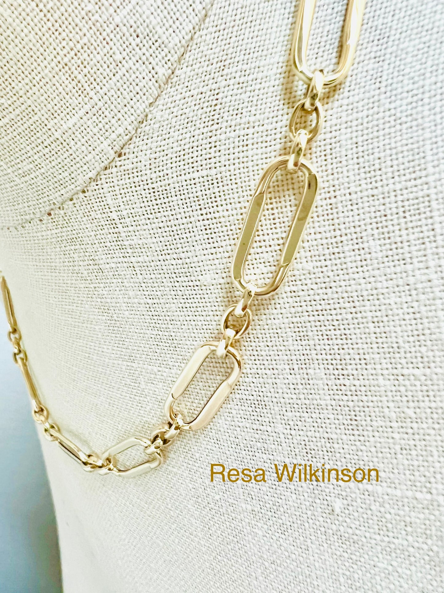 Mixed Links Gold Statement Necklace