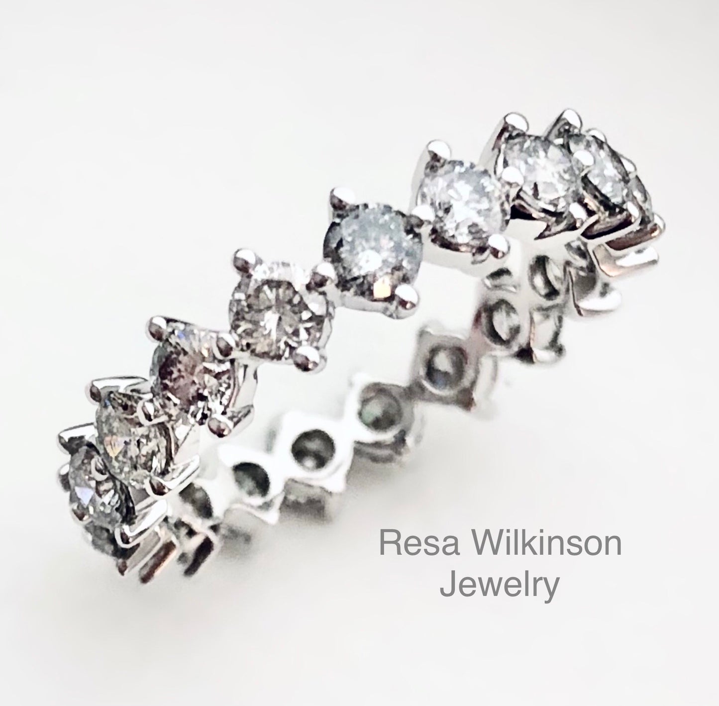 Salt and Pepper Gray Natural Diamond Band White Gold