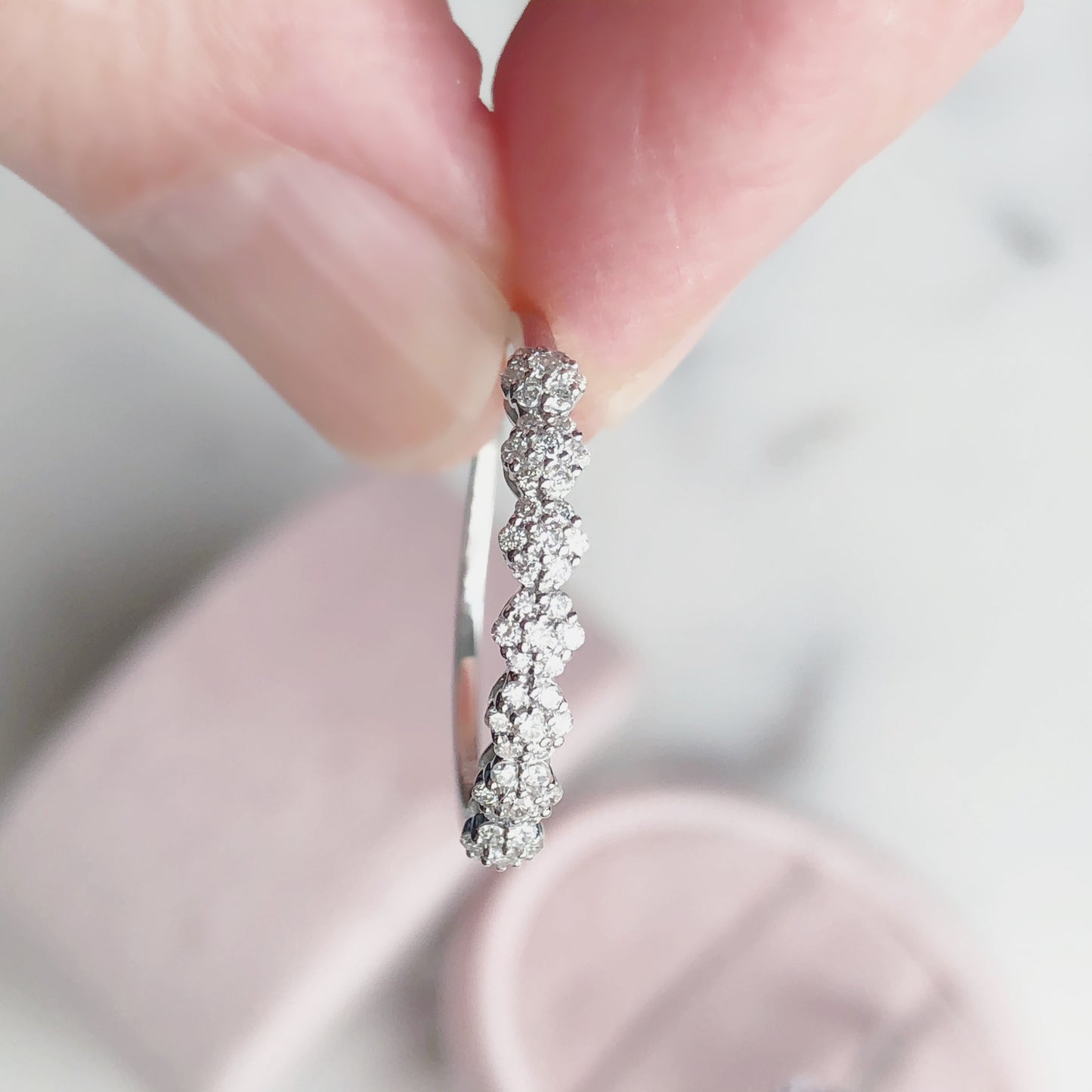 Diamond Flower Cluster Anniversary Ring 14k