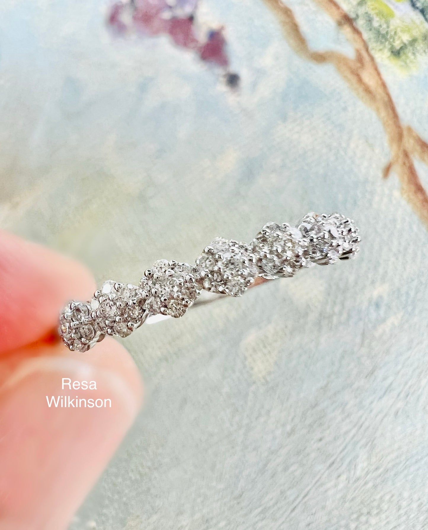 Diamond Flower Cluster Anniversary Ring 14k