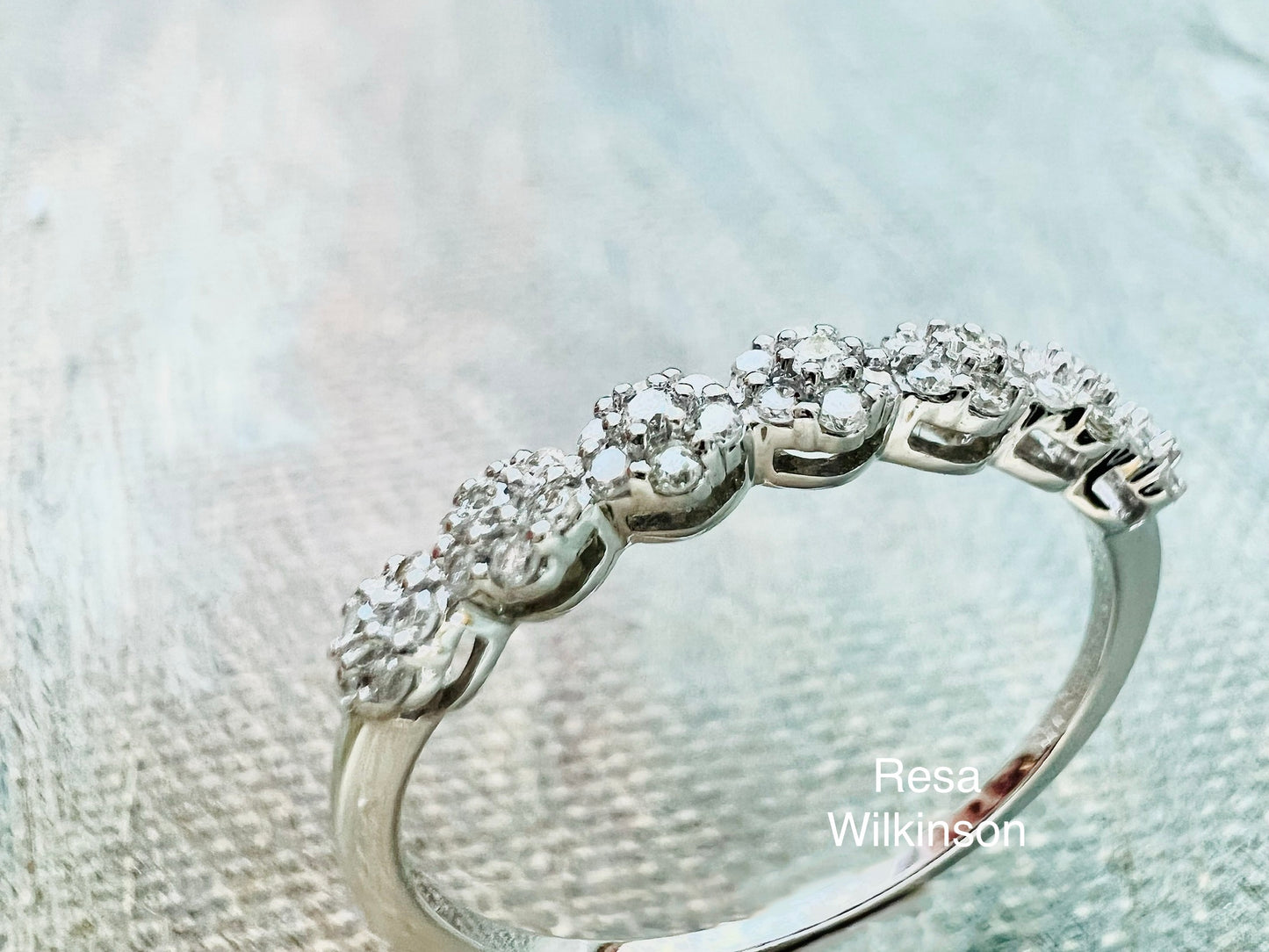 Diamond Flower Cluster Anniversary Ring 14k