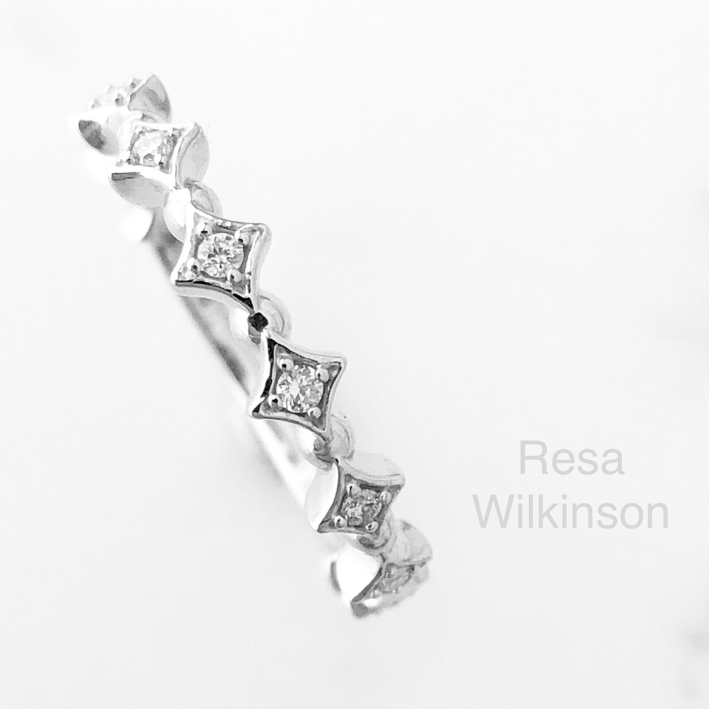 Crown Style Diamond Stackable Band Yellow Gold or Platinum