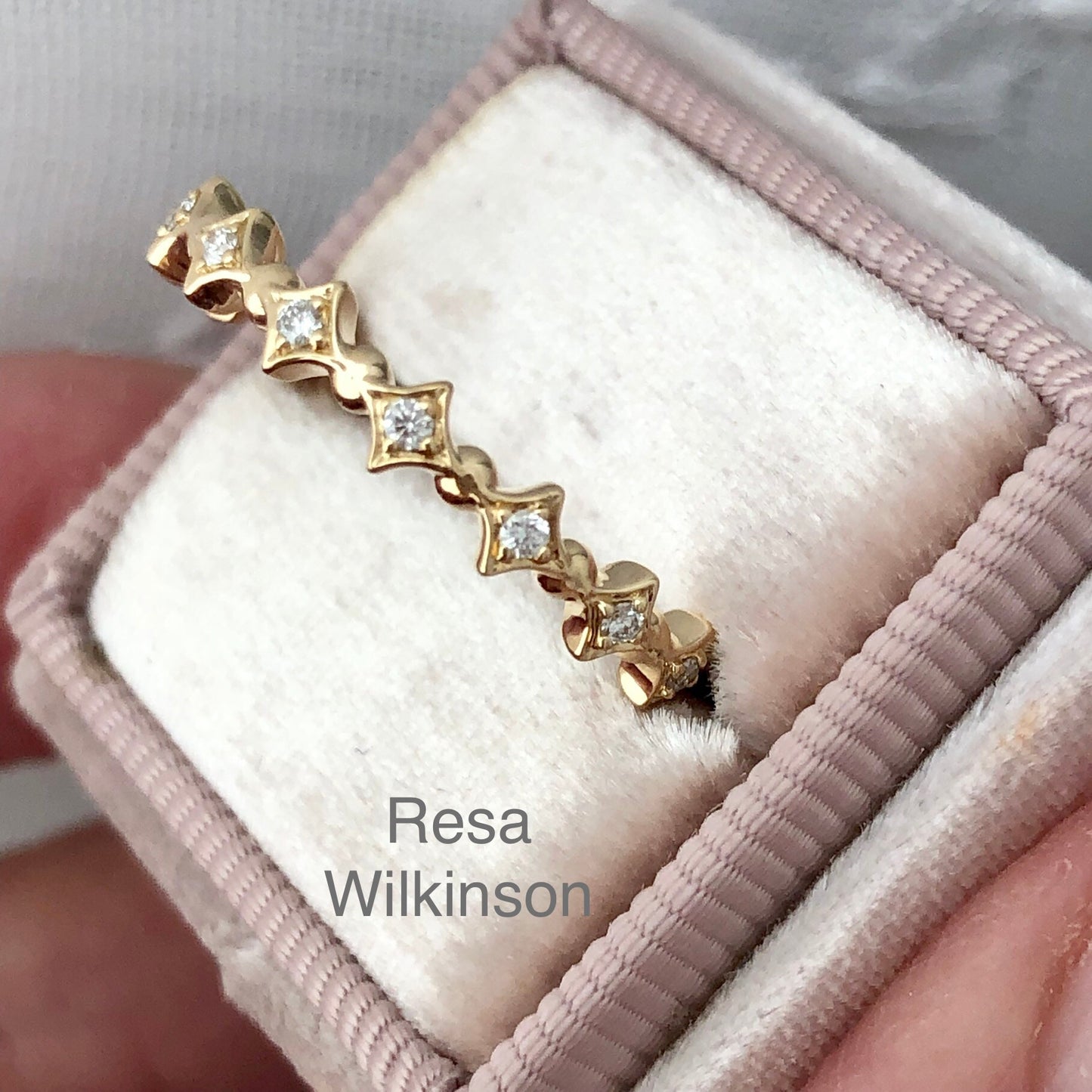 Crown Style Diamond Stackable Band Yellow Gold or Platinum