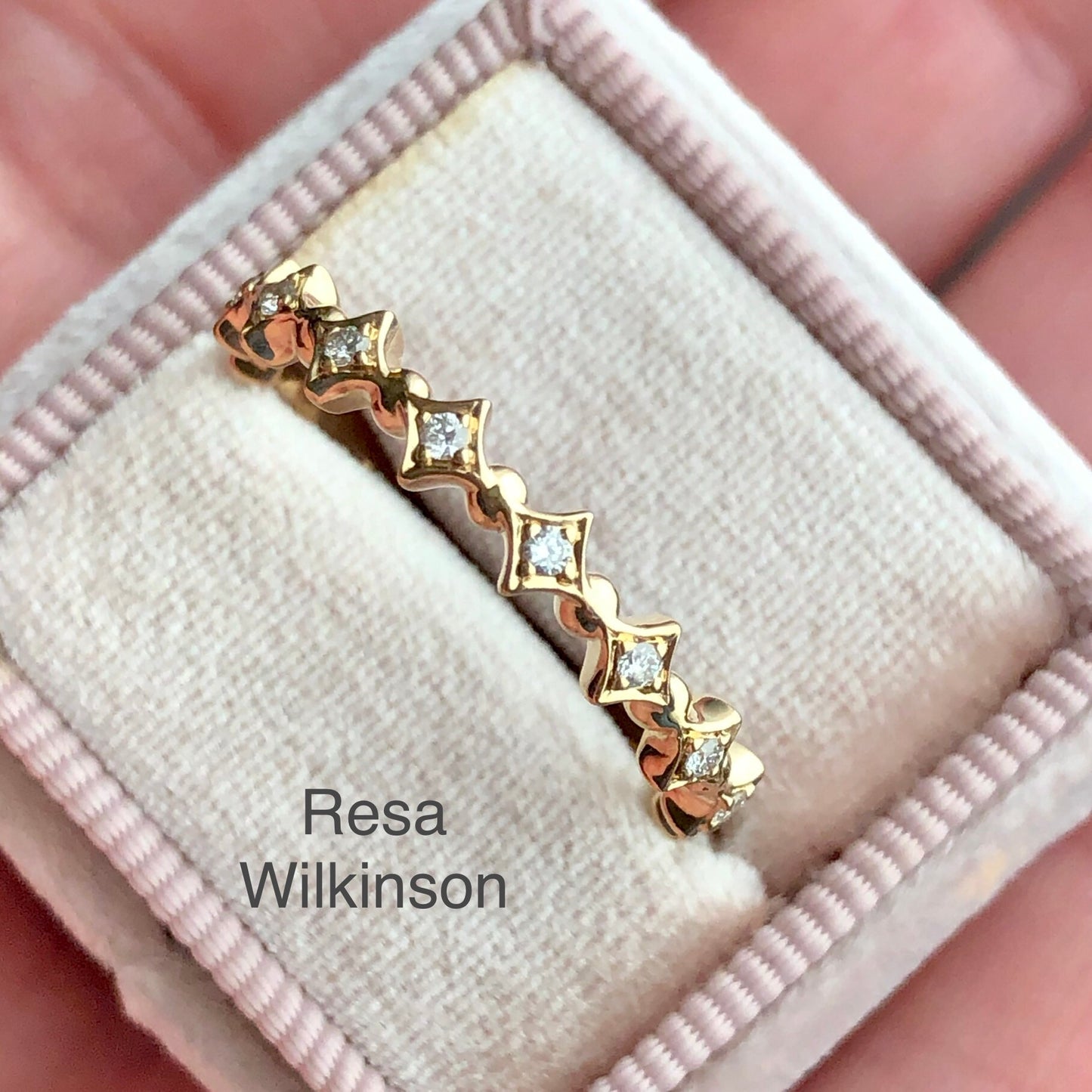 Crown Style Diamond Stackable Band Yellow Gold or Platinum