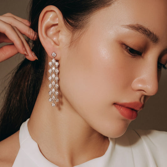 Diamond Bezel Bubble Chandelier Dangle Earrings 2.60 carats