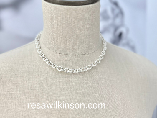 Classic Thick Cable Chain Choker Sterling Silver