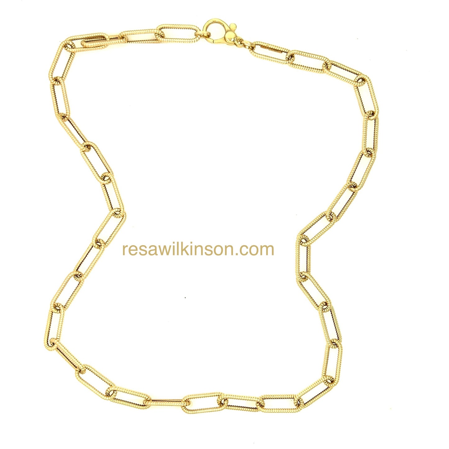 Gold Twist Rectangle Shape Necklace
