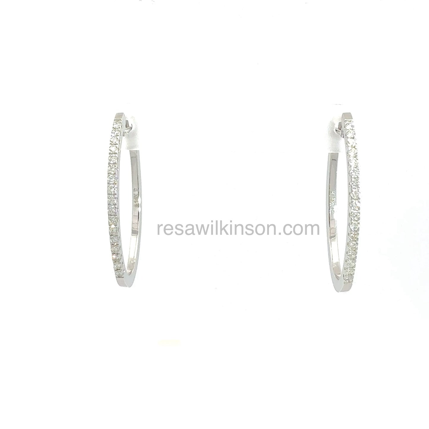 Natural Diamond Hoop Earrings 1/3 Carat 14k White
