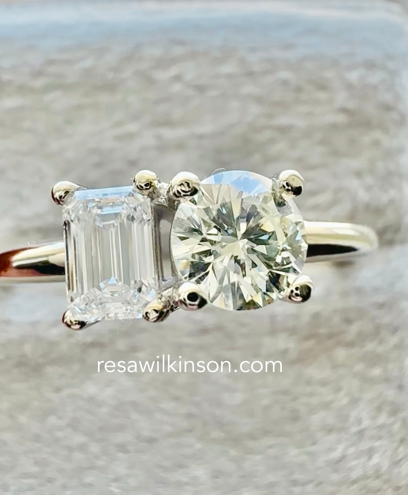 Natural Two Diamond 0.75 Carat Engagement Ring
