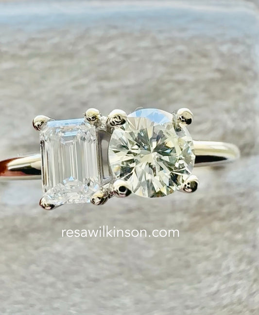 Natural Two Diamond 0.75 Carat Engagement Ring