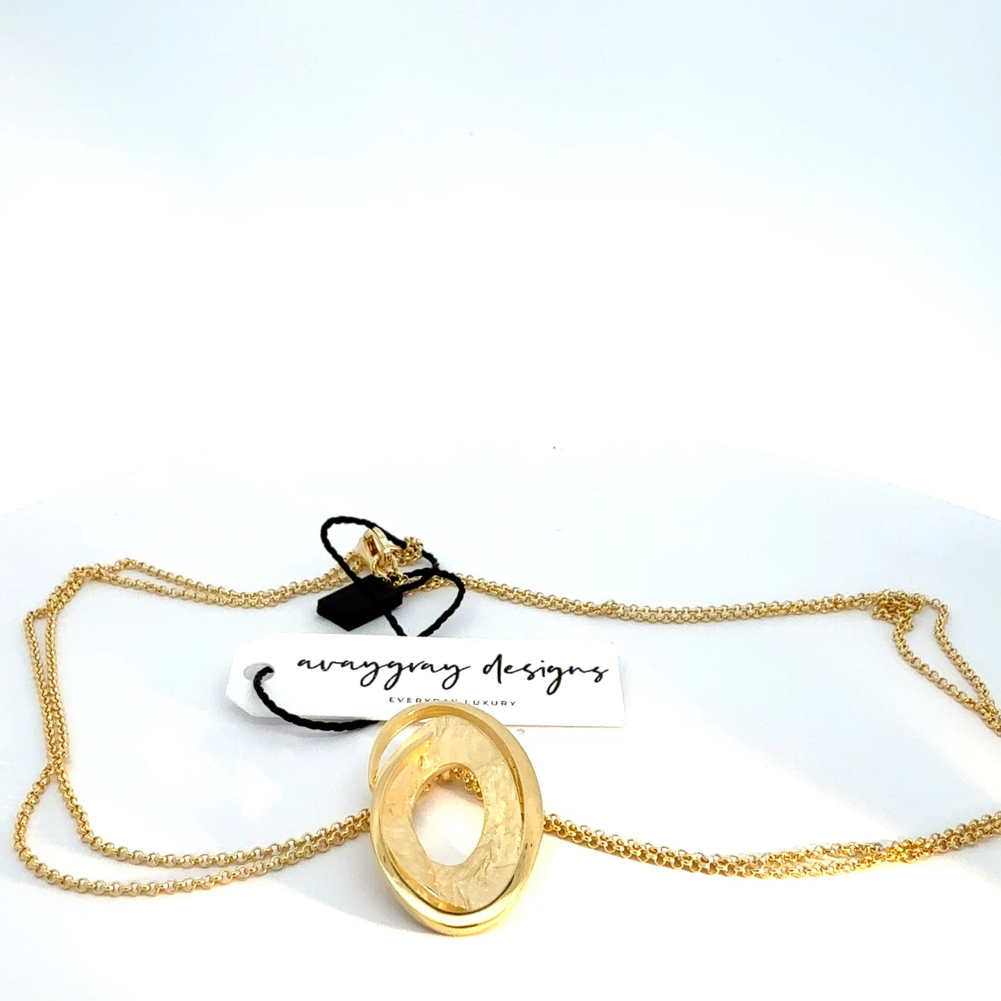 Oval Abstract Pendant on Double Chain Select Your Color